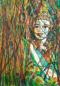 Hindou et nature / Aquarelle et encre / 50 x 70