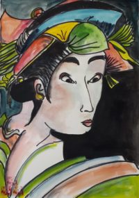 Portrait nippon / Aquarelle et encre / 50 x 70