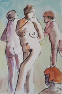 La pause 4 / Encre et aquarelle / 50 x 70 