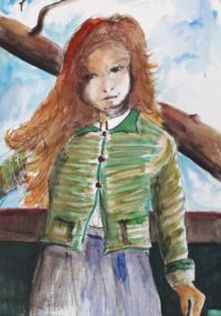 Jeune rousse / Aquarelle et encre / 50 x 70 