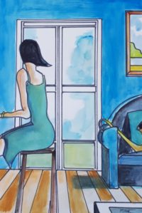 Femme assise 1 / Aquarelle / 50 x 70 