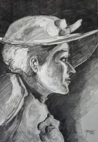 Profil au chapeau / Mines de plomb / 50 x 70 