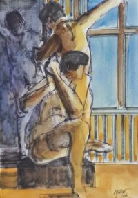 En attente de la pose / Aquarelle / 50 x 70