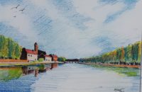 Le calme du fleuve / Aquarelle / 70 x 50