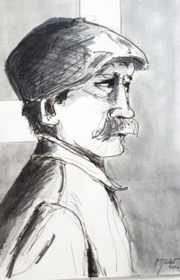 L'homme à la casquette / Encre / 30 x 40 