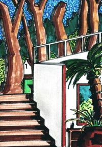 Musée de Céret - son escalier / Feutres / 30 x 40 