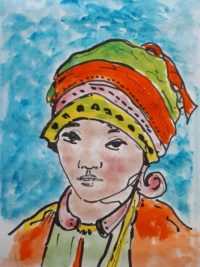 Jeunesse folklorique / Aquarelle et encre / 30 x 50 