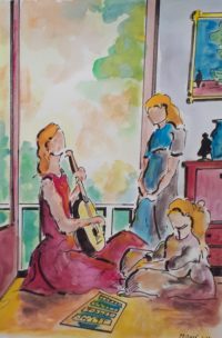 Cours de musique / Aquarelle et encre / 50 x 70