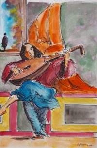 Musique à l'italienne / Aquarelle et encre / 50 x 70