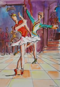 Ballet en cours  / Aquarelle et encre / 50 x 70 